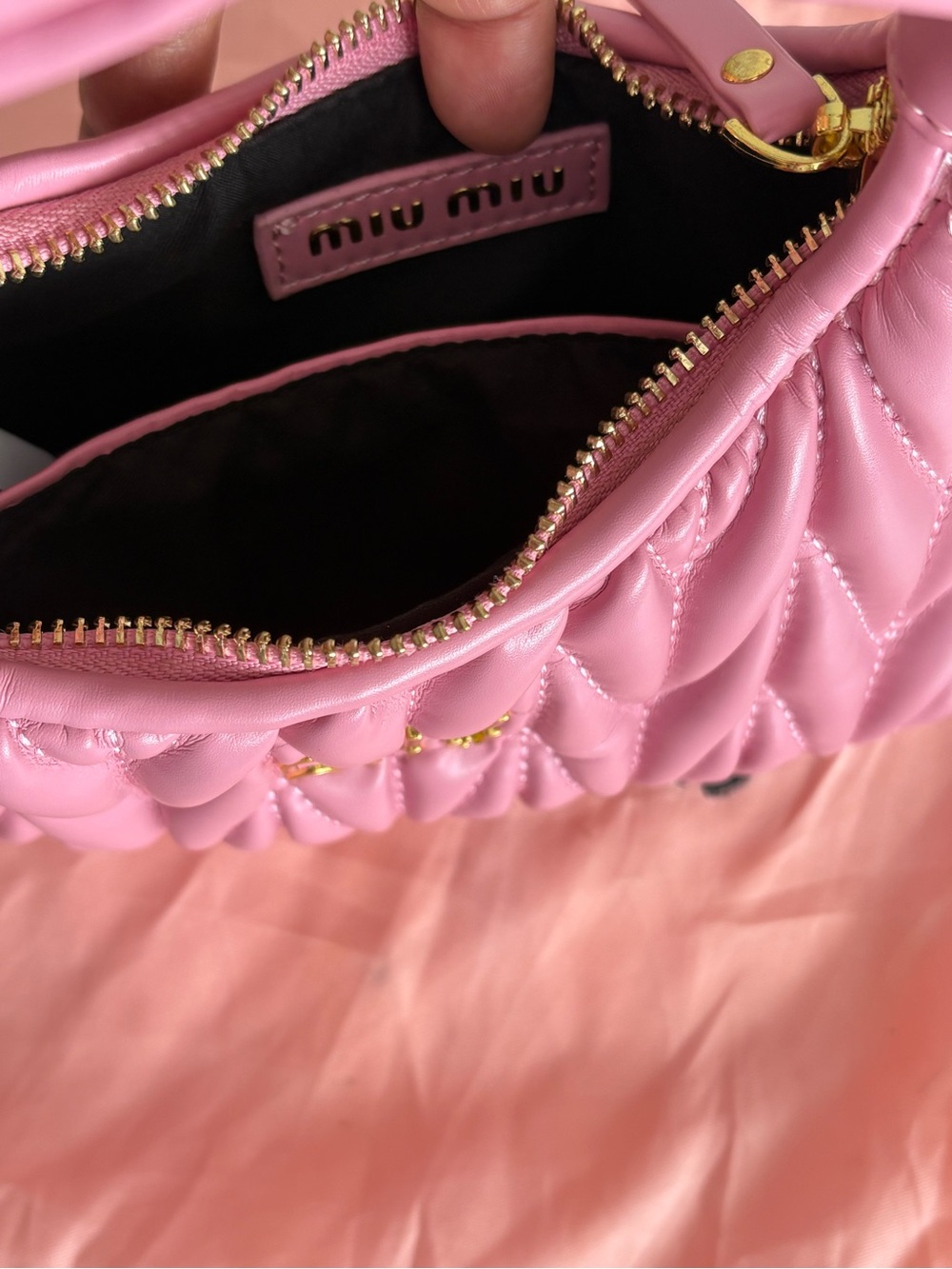 Miu Miu Pink Small Quilted Zip Shoulder Bag Gold Hardware Detachable Strap - Picture 4 of 8
